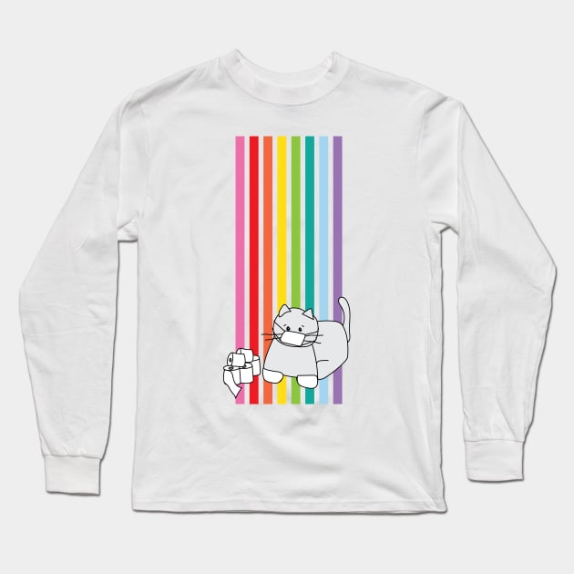 Corona Cat Rainbow Long Sleeve T-Shirt by kristinbell
